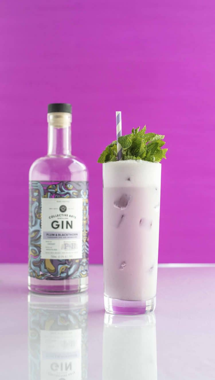 Fizzy Plum Ramos Gin Fizz with Collective Art's Plum Blackthorn Gin