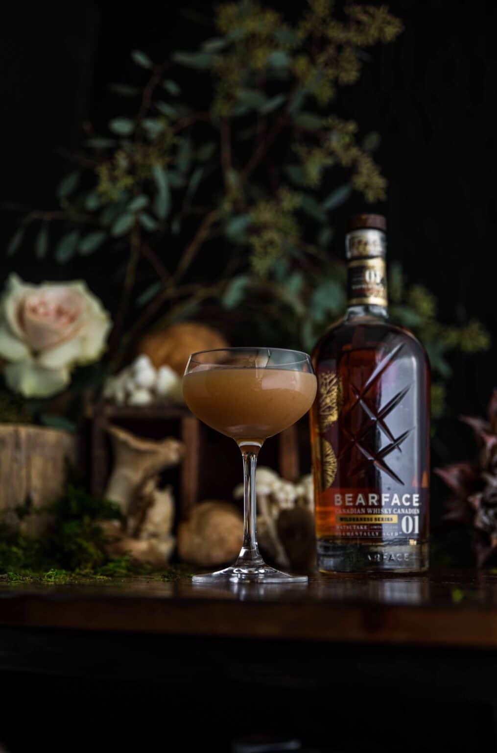 Bearface Matsutake Whisky and Peach Cocktail Liquid Culture